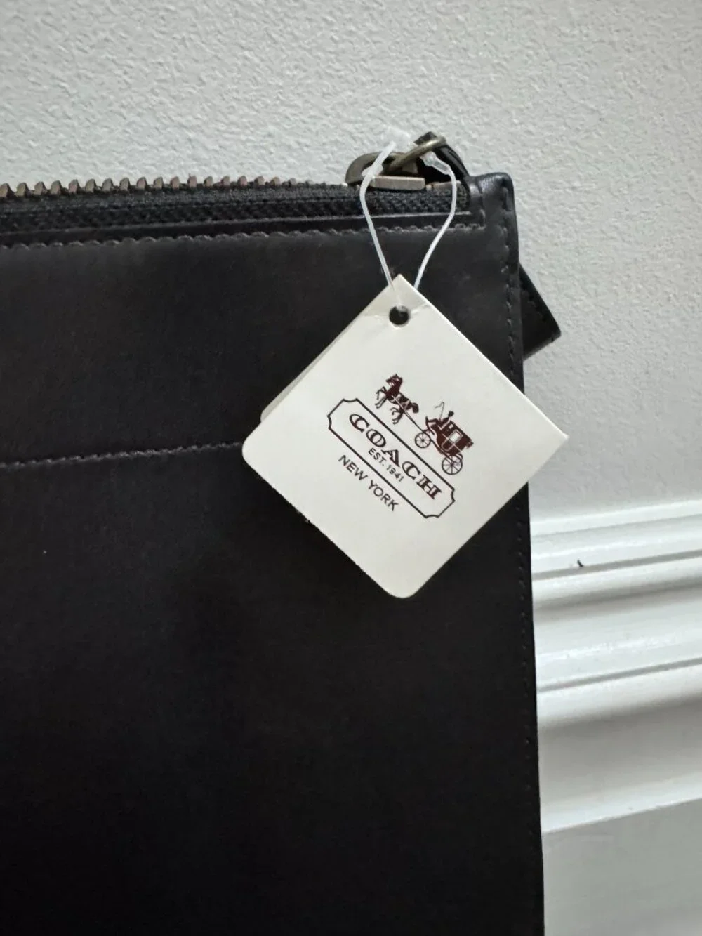 Coach Black Leather Zip Portfolio – Style 61084